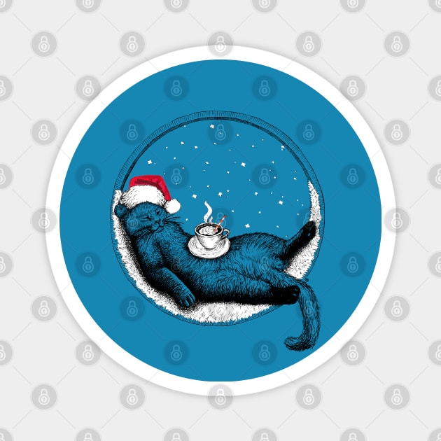 Christmas Cat Magnet by VectorInk